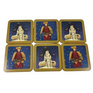 Pimpernel Coasters Christmas Snowman and Angel Coasters in Box Cork Back Set 6
